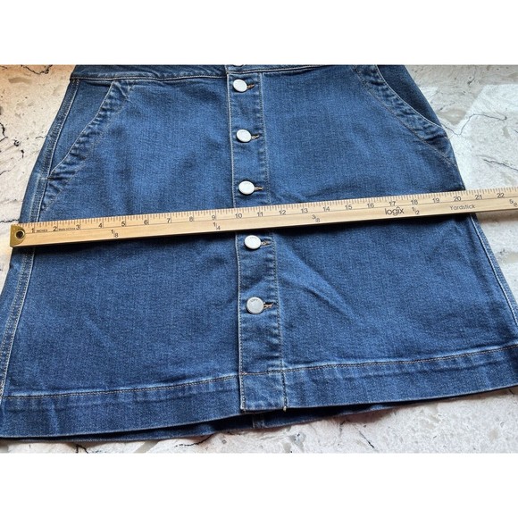 Loft Womens Size 12 Denim Button Down Mini Pencil Skirt Side and Back Po… - Picture 7 of 8